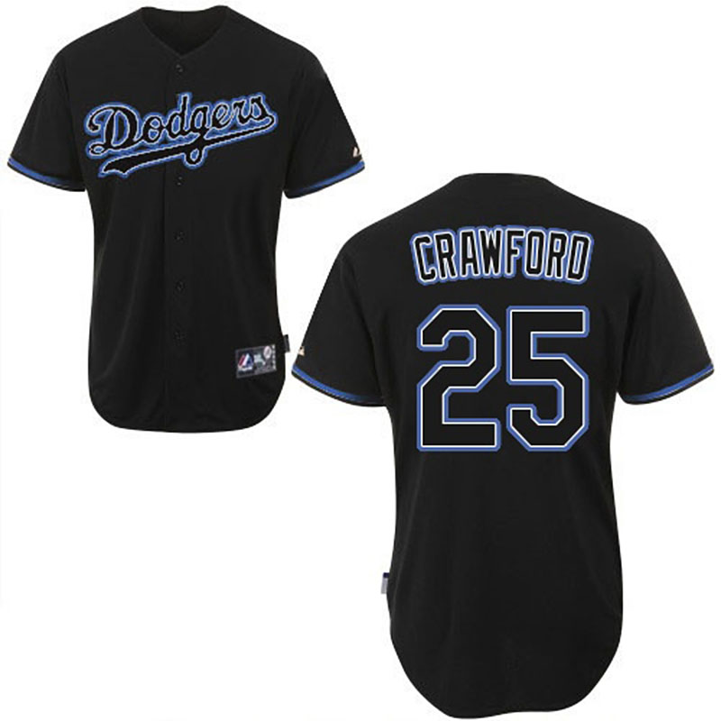 Los Angeles Dodgers #25 Carl Crawford Men's Authentic Black Fashion Majestic MLB Jersey