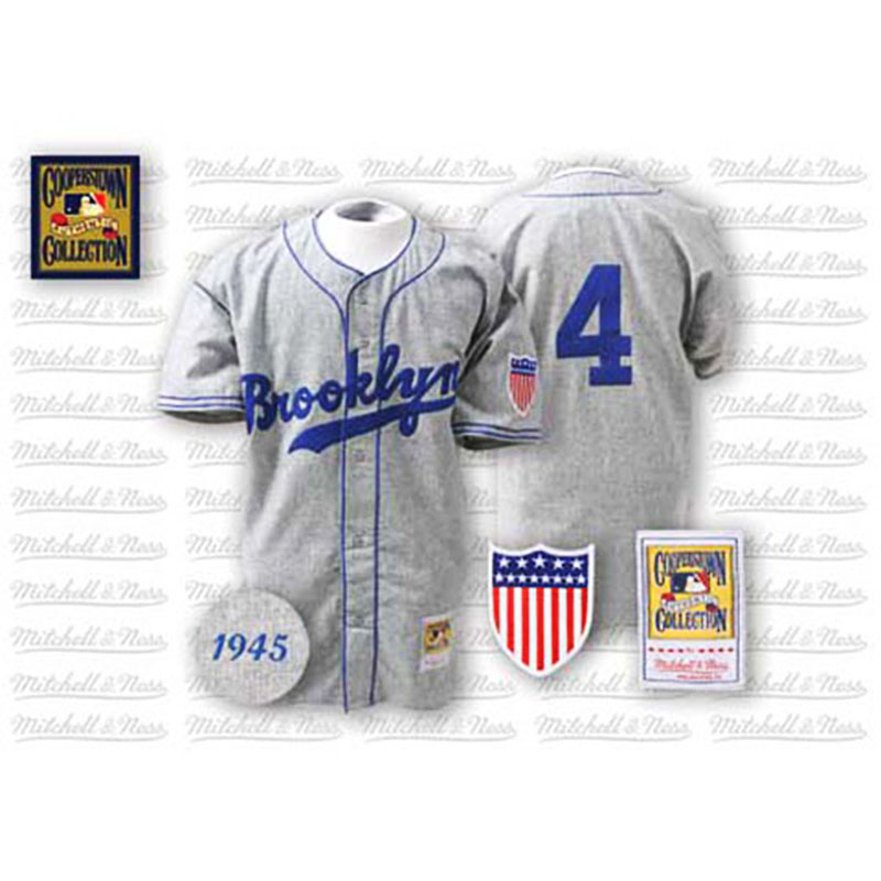 Los Angeles Dodgers #4 Babe Herman 1945 Grey Road Throwback Jersey