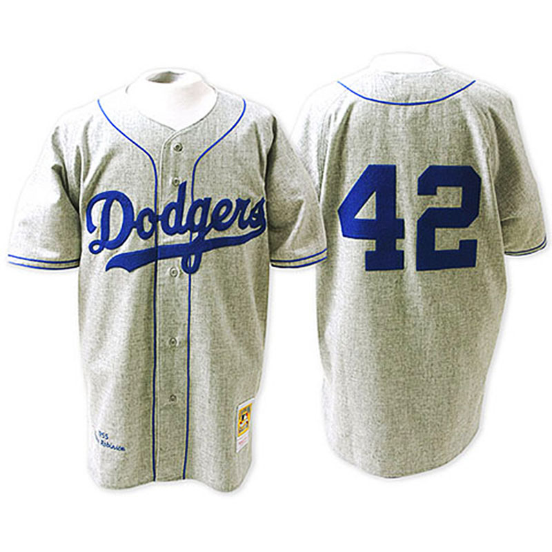 Los Angeles Dodgers #42 Jackie Robinson Grey Road Throwback Jersey