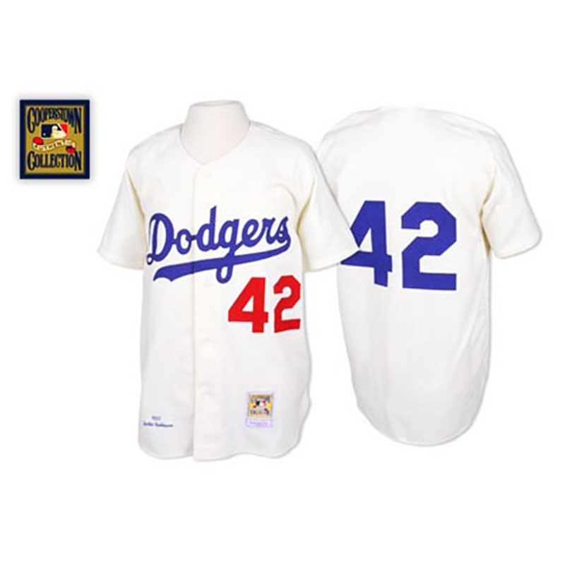 Los Angeles Dodgers #42 Jackie Robinson White 1955 Throwback Jersey