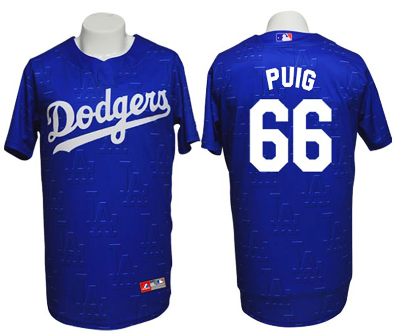 Los Angeles Dodgers #66 Yasiel Puig Conventional 3D Version Blue Jersey