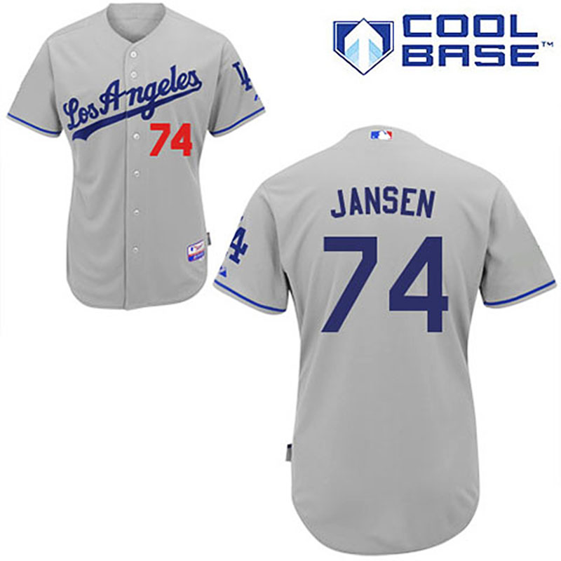 Los Angeles Dodgers #74 Kenley Jansen Grey Road Cool Base Jersey