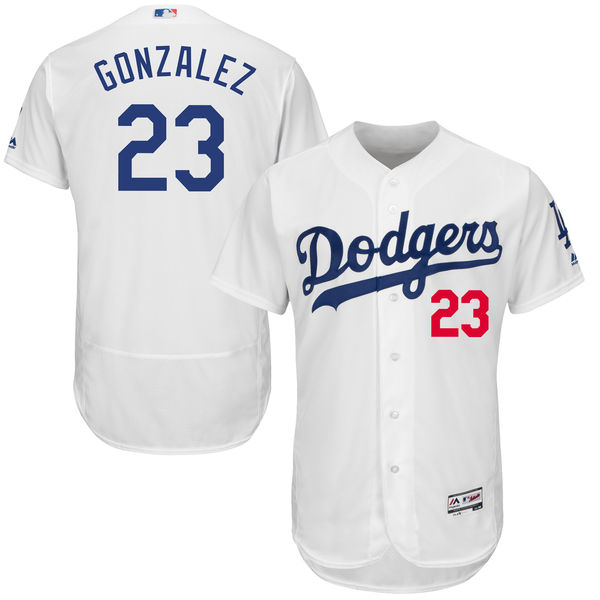 Los Angeles Dodgers #23 Adrian Gonzalez White Flexbase Authentic Collection Jersey