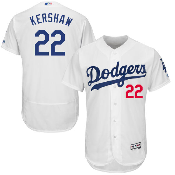 Los Angeles Dodgers #22 Clayton Kershaw White Flexbase Authentic Collection Jersey