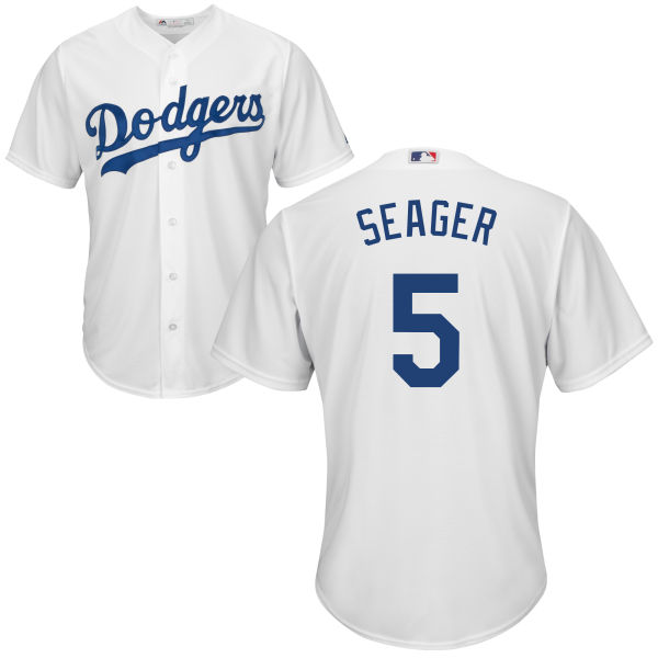 Los Angeles Dodgers #5 Corey Seager Majestic White Official Cool Base Jersey