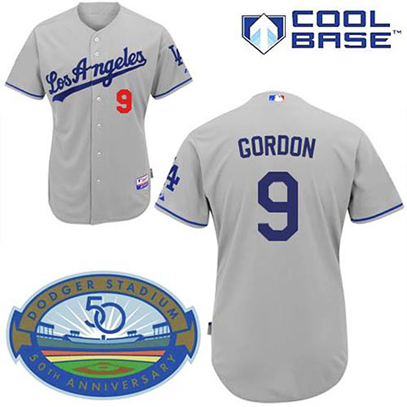 Los Angeles Dodgers #9 Dee Gordon Grey Road Cool Base Jersey