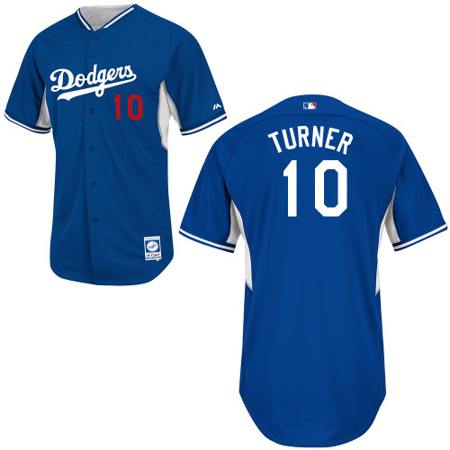 Los Angeles Dodgers #10 Justin Turner Blue Authentic Cool Base BP Jersey