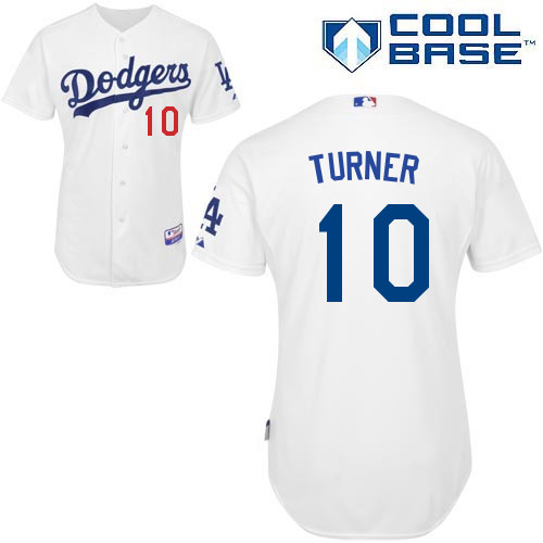 Los Angeles Dodgers #10 Justin Turner White Authentic Cool Base Home Jersey