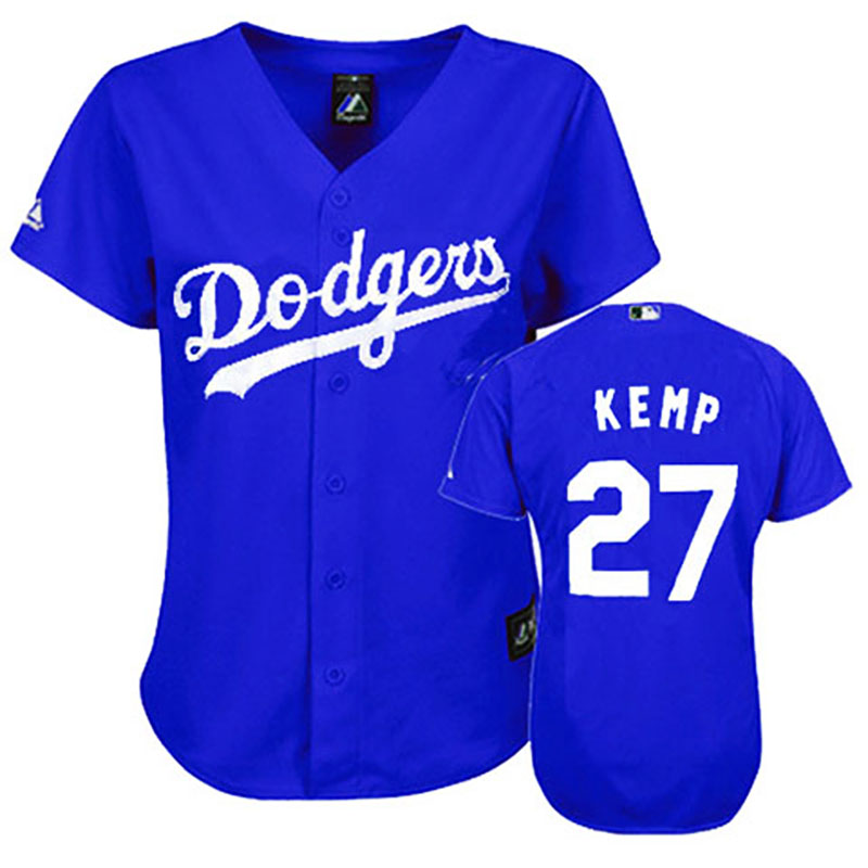 Los Angeles Dodgers #27 Matt Kemp Blue Women's Fashion Jersey