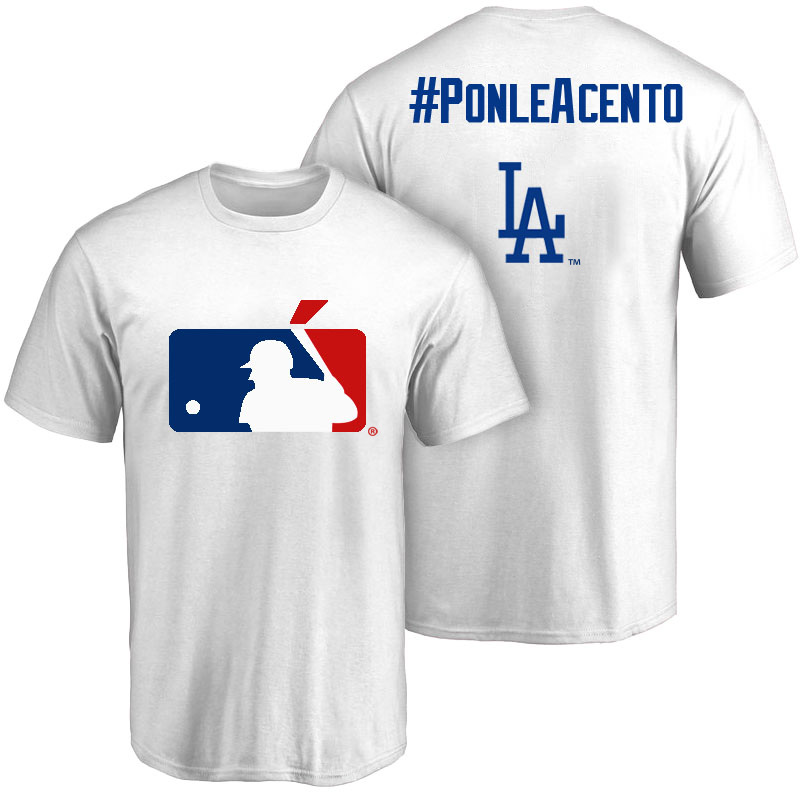 Los Angeles Dodgers White Hispanic Heritage Month PonleAcento T-Shirt