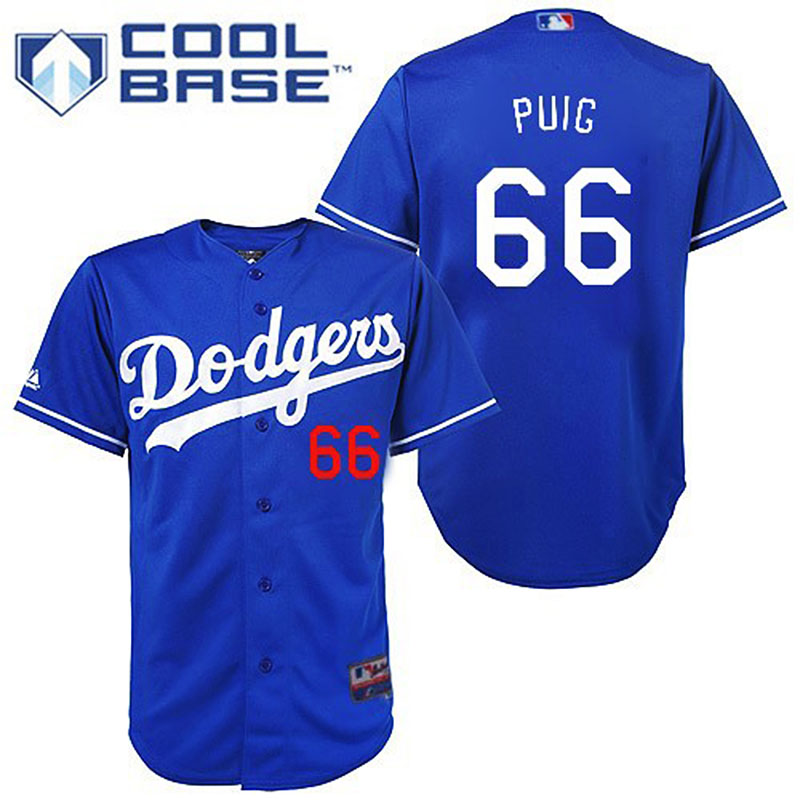 Los Angeles Dodgers #66 Yasiel Puig Men's Authentic Royal Blue Majestic MLB Cool Base Jersey