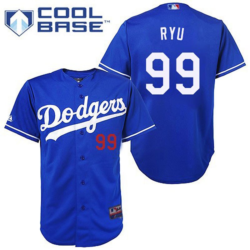 Los Angeles Dodgers #99 Hyun-Jin Ryu Men's Authentic Royal Blue Majestic MLB Cool Base Jersey