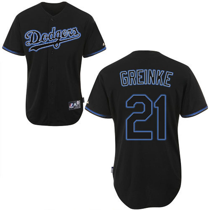 Los Angeles Dodgers #21 Zack Greinke Men's Authentic Black Fashion Majestic MLB Jersey