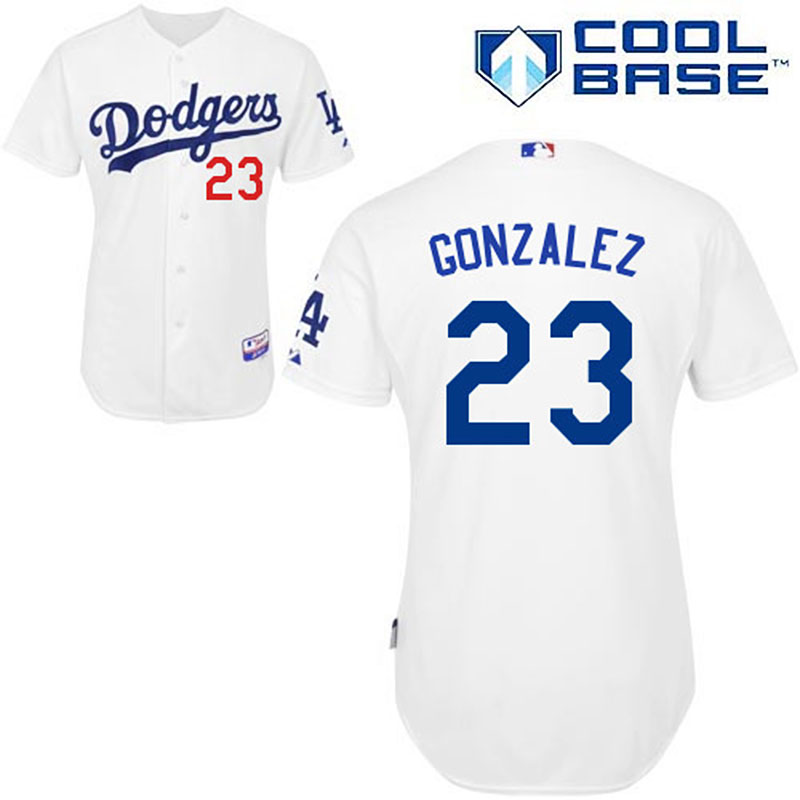 Los Angeles Dodgers #23 Adrian Gonzalez Men's Authentic White Home Majestic MLB Cool Base Jersey