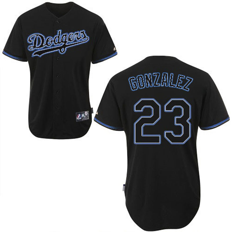 Los Angeles Dodgers #23 Adrian Gonzalez Men's Authentic Black Fashion Majestic MLB Jersey