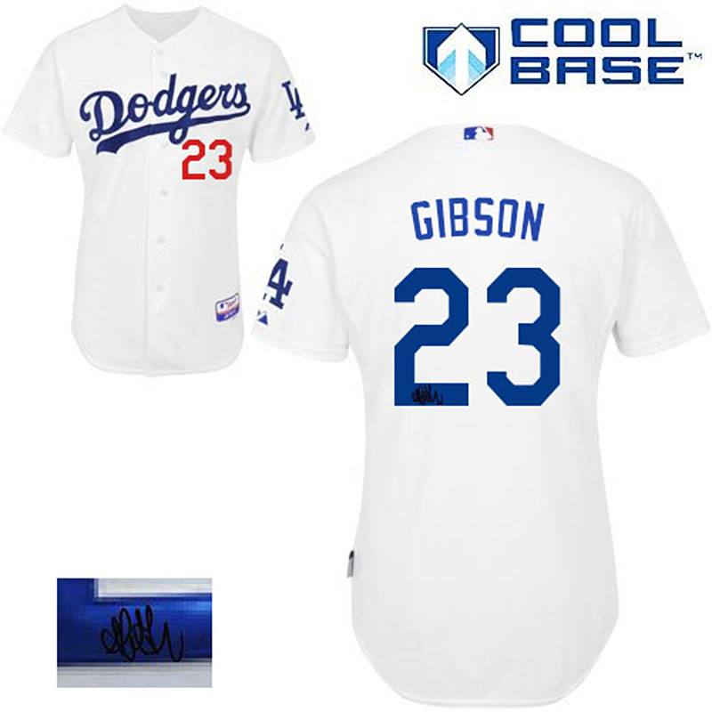 Los Angeles Dodgers #23 Adrian Gonzalez Men's Authentic White Autographed Home Majestic MLB Cool Base Jersey