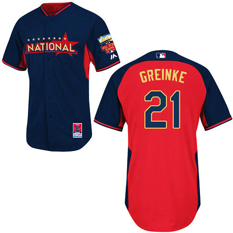 Los Angeles Dodgers #21 Zack Greinke Men's Authentic Navy/Red National League 2014 All Star BP Majestic MLB Jersey