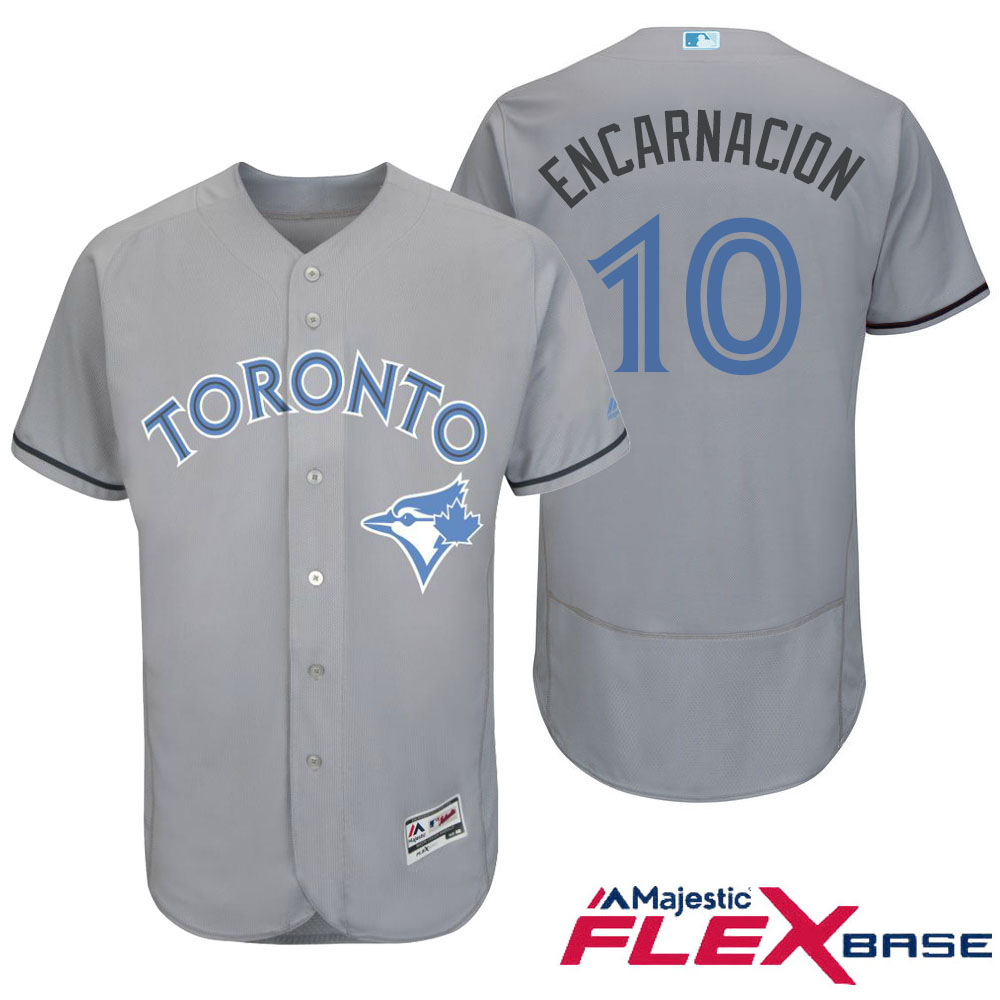 Toronto Blue Jays #10 Edwin Encarnacion Majestic Gray Fashion 2016 Father's Day Flex Base Jersey