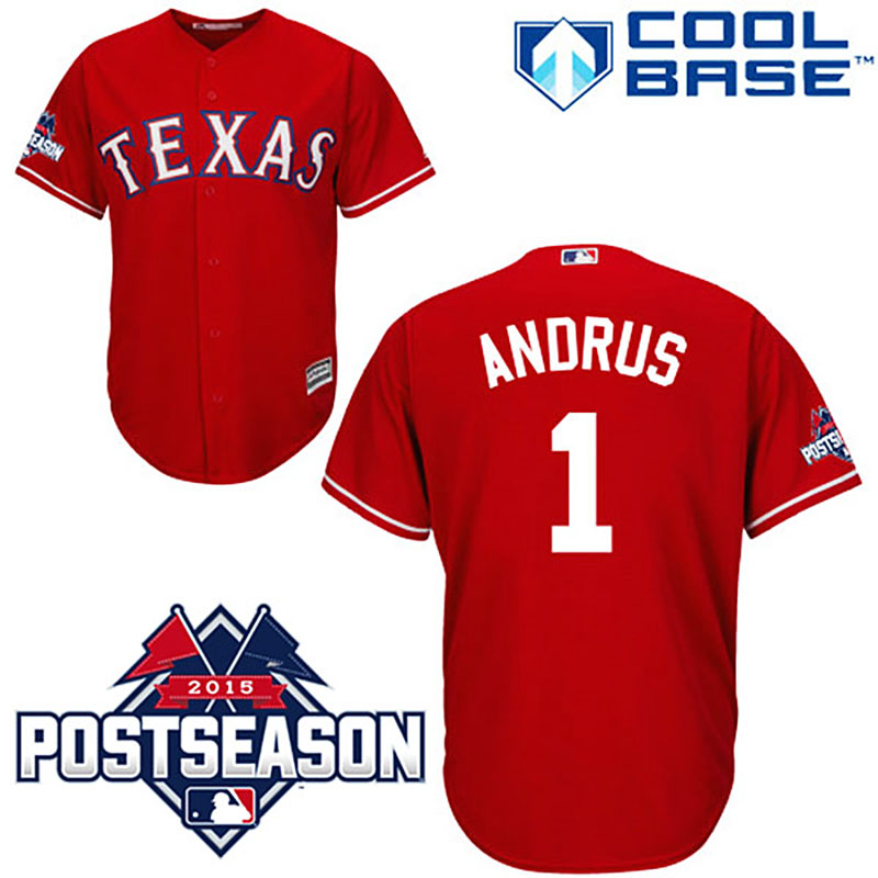 Texas Rangers #1 Elvis Andrus Red Cool Base Alternate Jersey