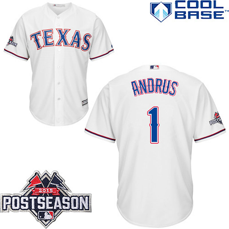 Texas Rangers #1 Elvis Andrus White Cool Base Home Jersey