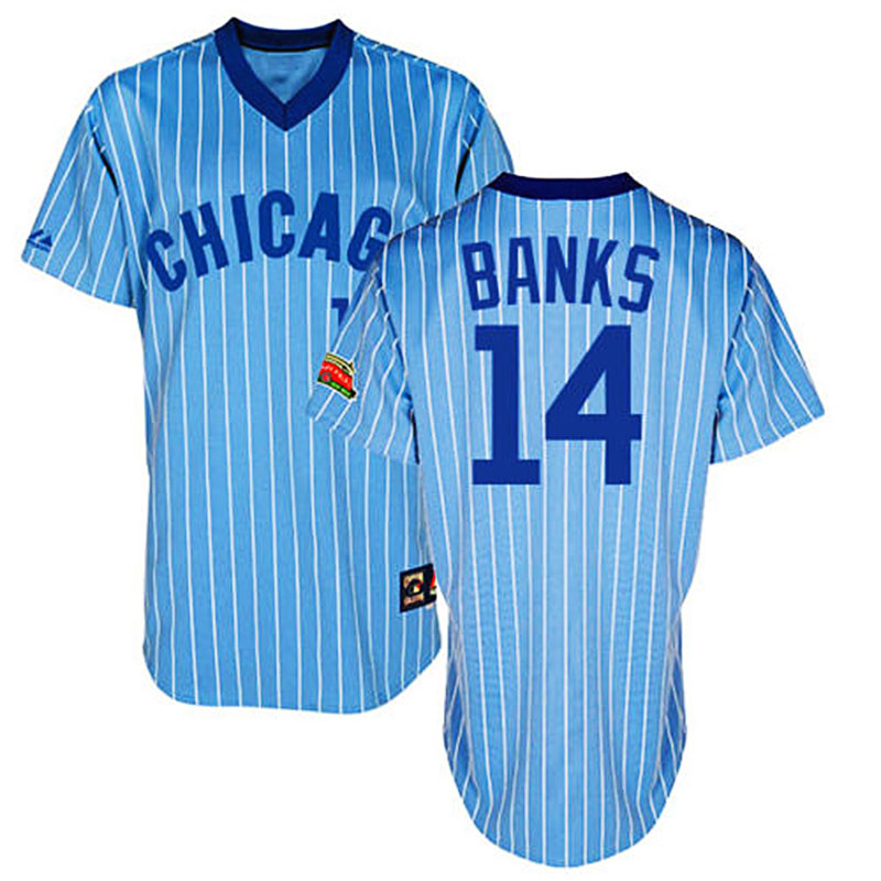 Chicago Cubs Ernie Banks Authentic Blue Throwback Jersey