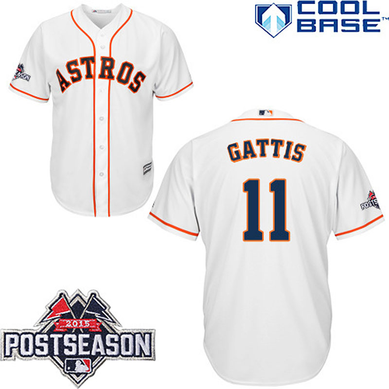 Houston Astros #11 Evan Gattis White Cool Base Home Jersey