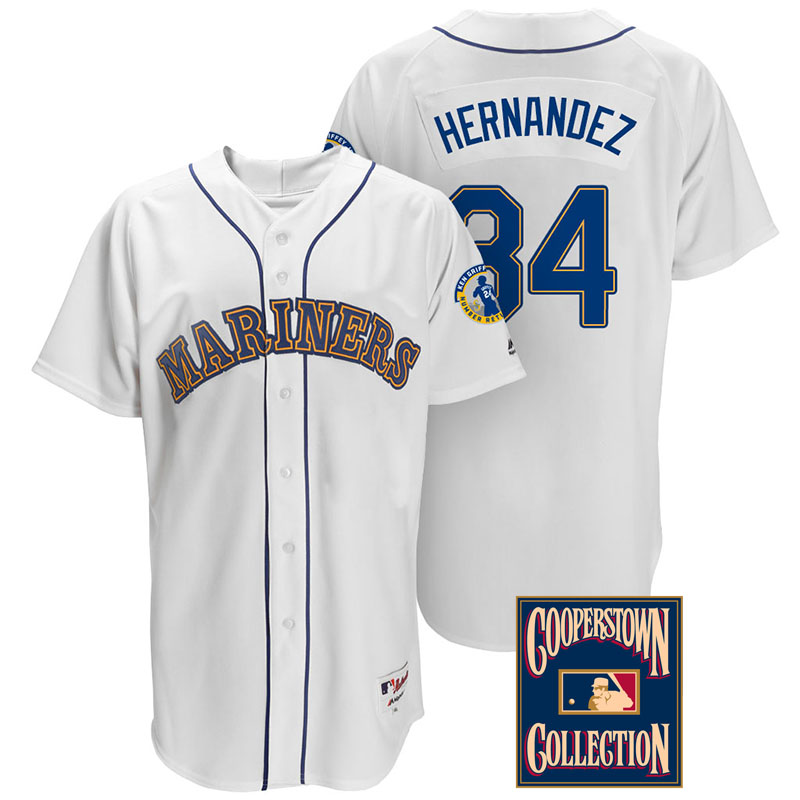 Felix Hernandez #34 Seattle Mariners White Throwback Griffey Retirement Patch Jersey