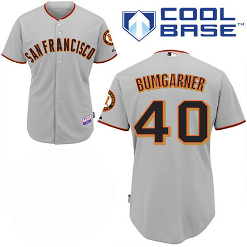 San Francisco Giants #40 Madison Bumgarner Grey Road Cool Base Jersey