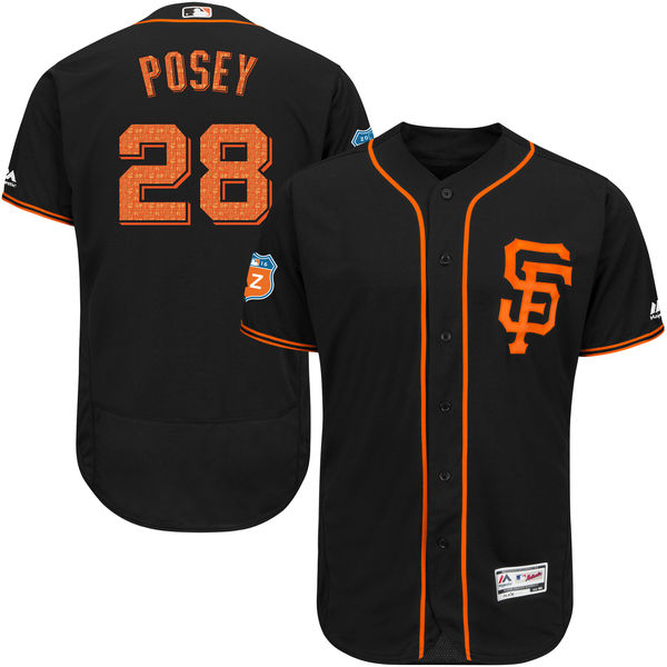 San Francisco Giants #28 Buster Posey Black Flexbase Authentic Collection On-Field Spring Jersey