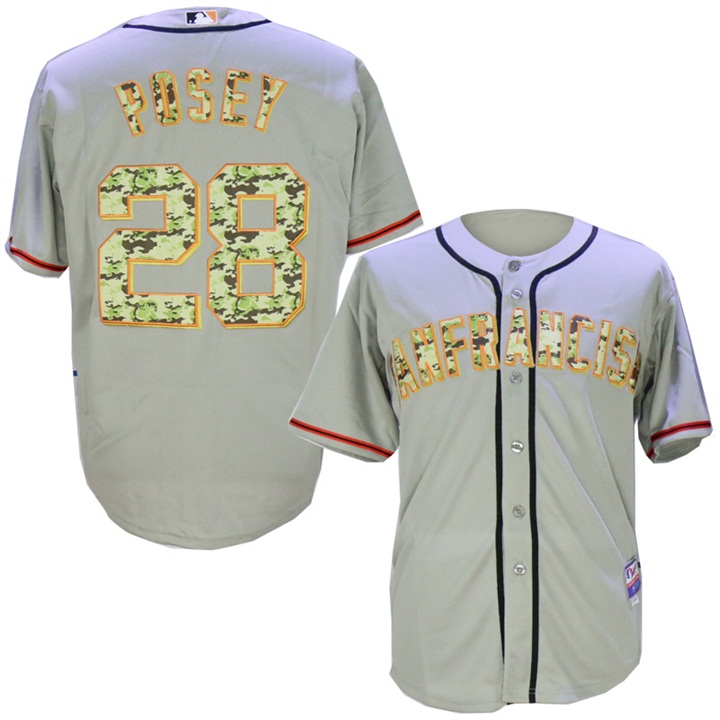 San Francisco Giants #28 Buster Posey Gray Camo Cool Base Jersey