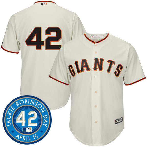 San Francisco Giants #42 Jackie Robinson Majestic Tan Cool Base Jersey