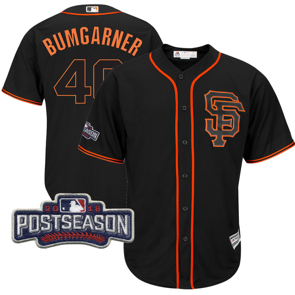 San Francisco Giants Madison Bumgarner #40 Black 2016 Postseason Patch Cool Base Jersey