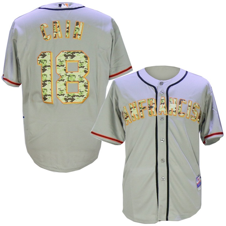 San Francisco Giants #18 Matt Cain Gray Camo Cool Base Jersey