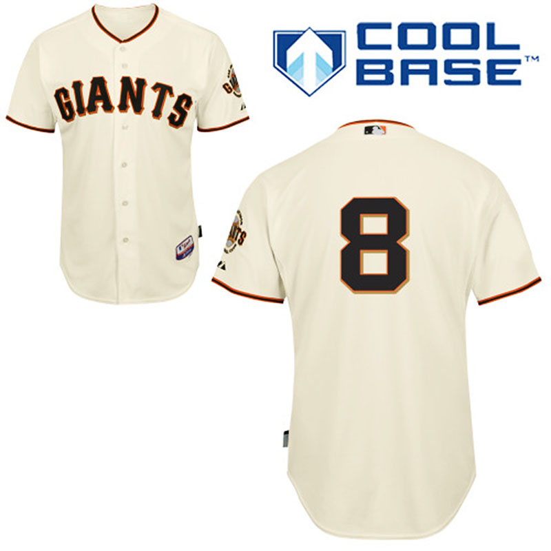 San Francisco Giants #8 Hunter Pence Men's Authentic Cream Home Majestic MLB Cool Base Jersey