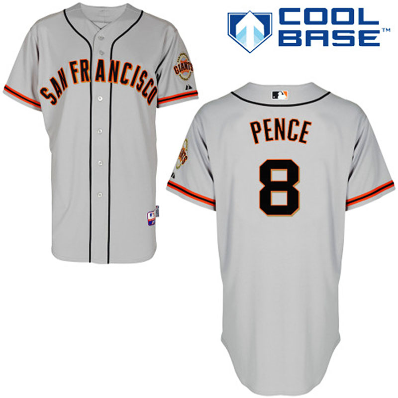 San Francisco Giants #8 Hunter Pence Men's Authentic Grey Road Majestic MLB Cool Base Jersey