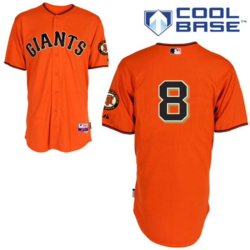 San Francisco Giants #8 Hunter Pence Men's Authentic Orange Alternate Majestic MLB Cool Base Jersey