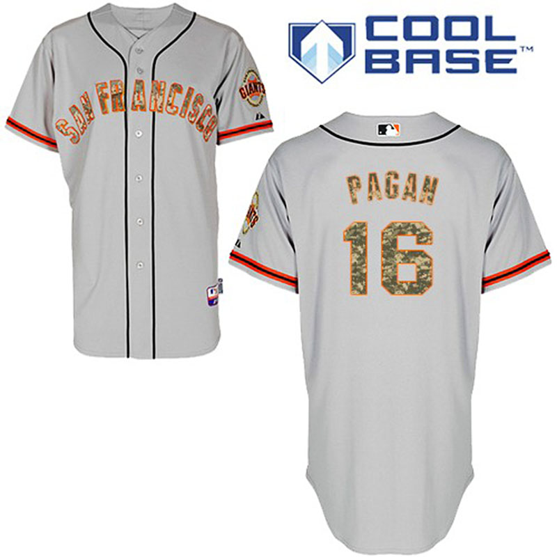 San Francisco Giants #16 Angel Pagan Men's Authentic Grey USMC Majestic MLB Cool Base Jersey