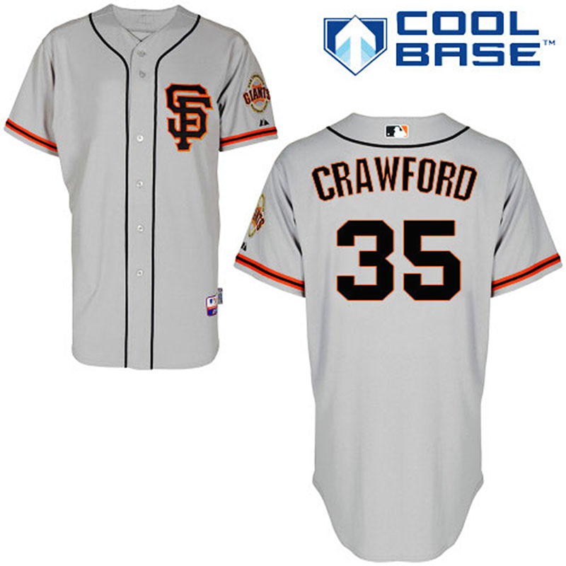 San Francisco Giants #35 Brandon Crawford Men's Authentic Grey Alternate Majestic MLB Cool Base Jersey