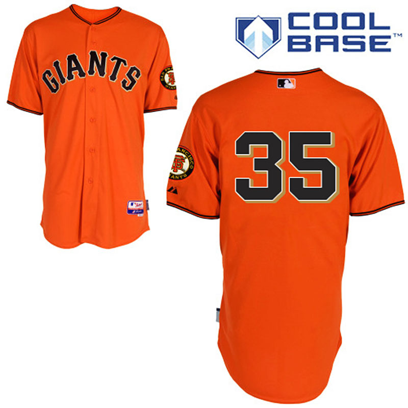 San Francisco Giants #35 Brandon Crawford Men's Authentic Orange Alternate Majestic MLB Cool Base Jersey