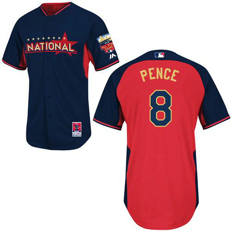 San Francisco Giants #8 Hunter Pence Men's Authentic Navy/Red National League 2014 All Star BP Majestic MLB Jersey