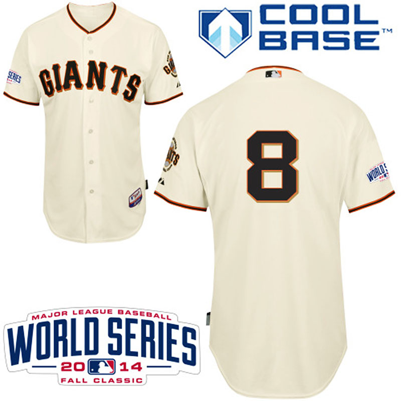 San Francisco Giants #8 Hunter Pence Youth Authentic Cream Home Majestic MLB 2014 World Series Cool Base Jersey