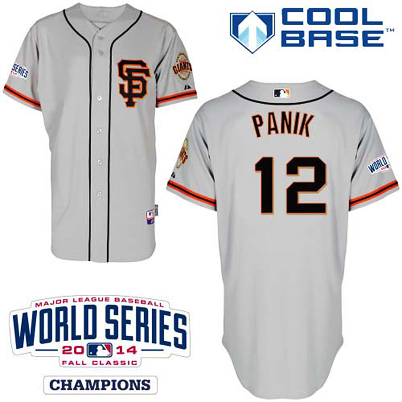 San Francisco Giants #12 Joe Panik Youth Authentic Grey Alternate Majestic MLB W/2014 World Series Cool Base Jersey