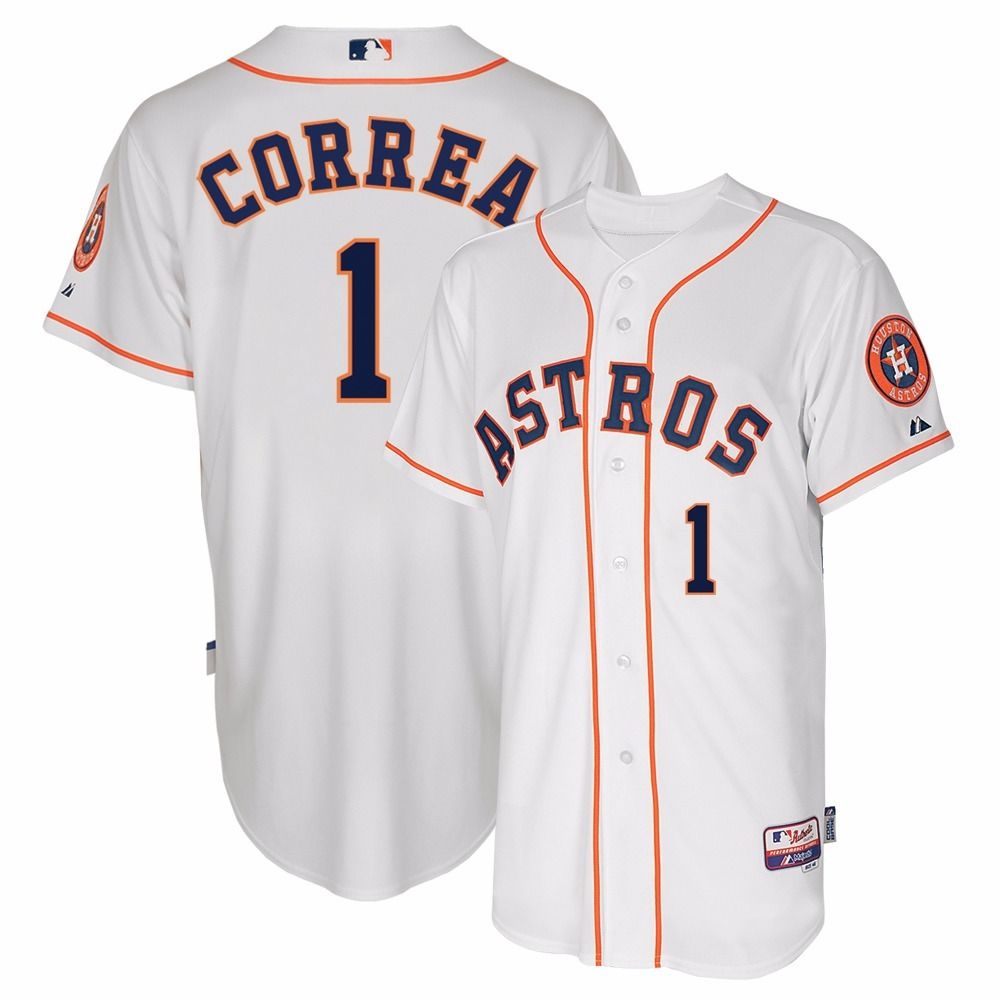 Houston Astros Carlos Correa #1 White Official Cool base Jersey