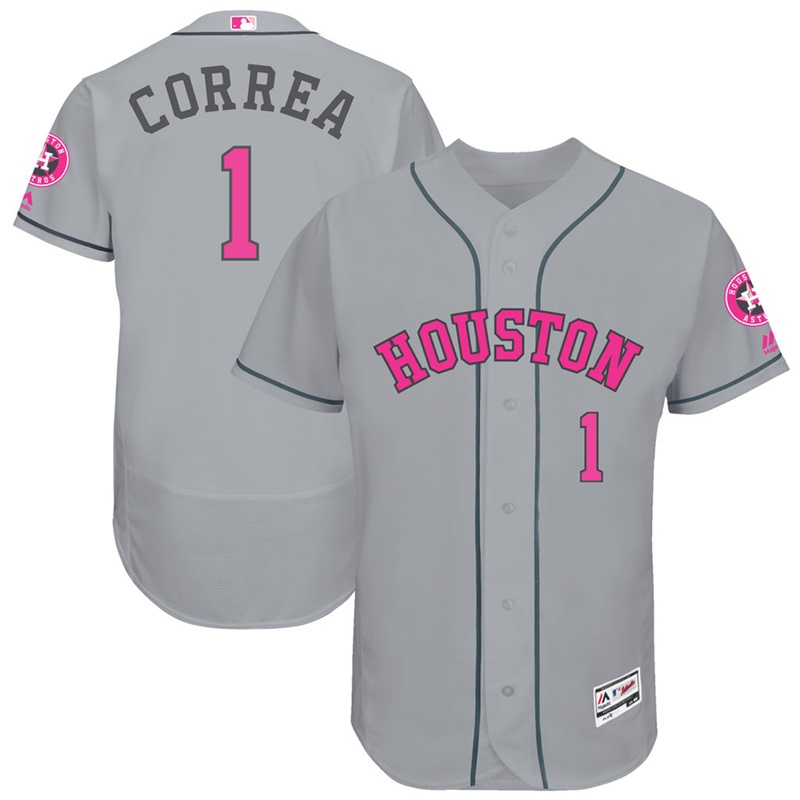 Carlos Correa #1 Men Houston Astros 2017 Mother's Day Gray Flex Base Jersey