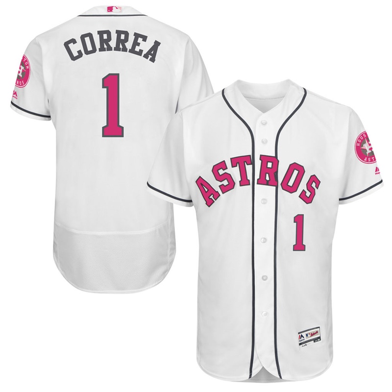 Carlos Correa #1 Men Houston Astros 2017 Mother's Day White Flex Base Jersey