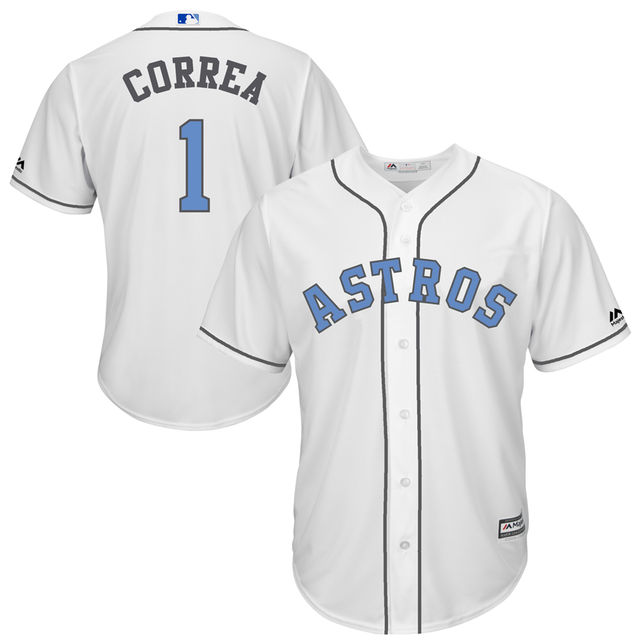 Houston Astros #1 Carlos Correa Majestic White Fashion 2016 Father's Day Cool Base Jersey