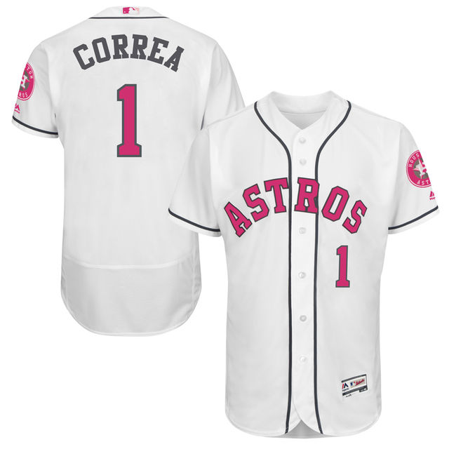 Houston Astros #1 Carlos Correa White Home 2016 Mother's Day Flex Base Jersey