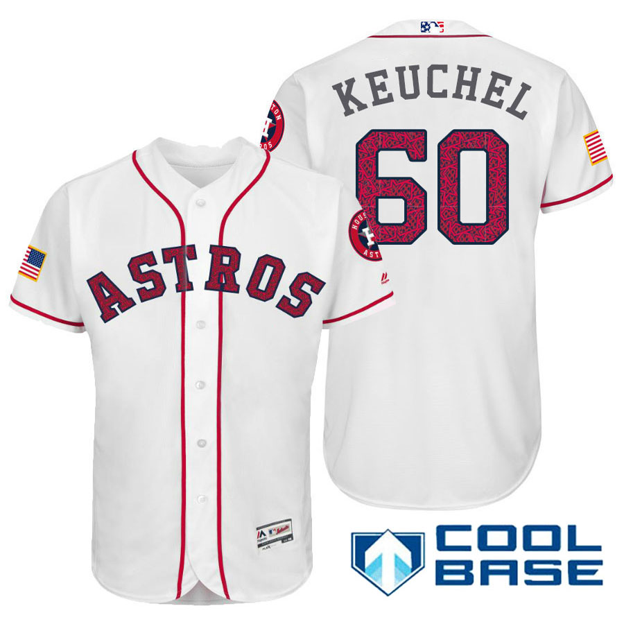 Houston Astros #60 Dallas Keuchel White Stars & Stripes 2016 Independence Day Cool Base Jersey