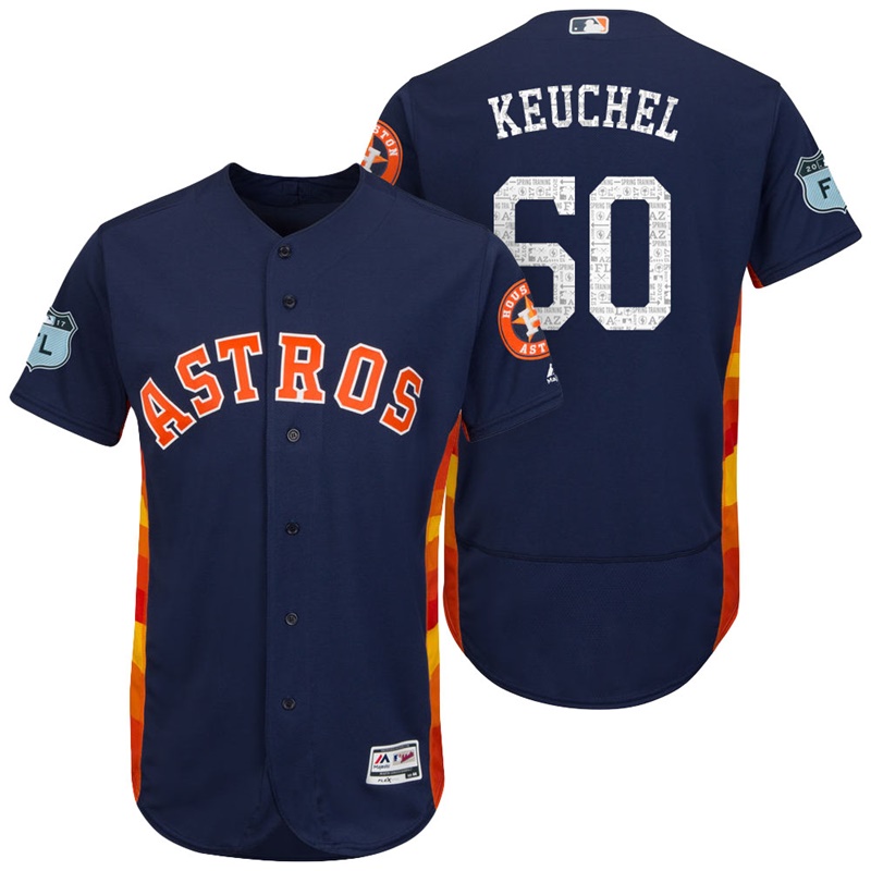 Houston Astros Dallas Keuchel #60 Navy 2017 Spring Training Grapefruit League Patch Authentic Collection Flex Base Jersey