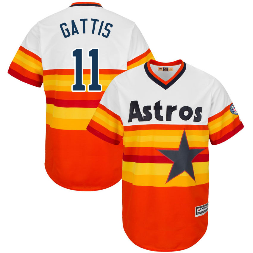 Houston Astros Evan Gattis #11 Majestic Orange Authentic Turn Back the Clock Jersey